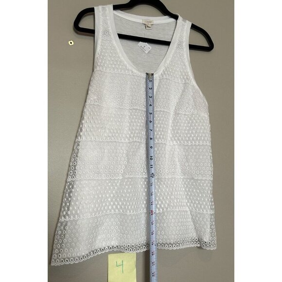 J Crew White Eyelet Embroidery Sleeveless Casual Tank Top US Women's Large NEW - Picture 8 of 9